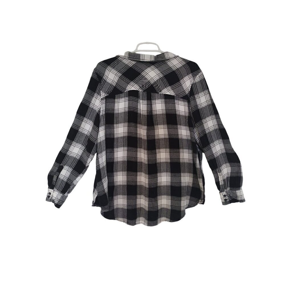 Arizona Plaid Button-Up Shirt With Studded Pocket Black & White Women's Size XXL - Picture 3 of 8
